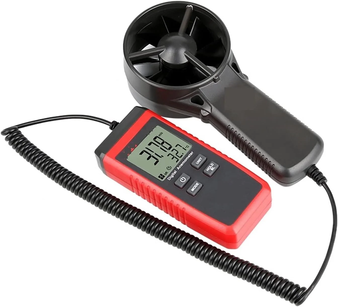 بادسنج دیجیتال اسپلیت با حسگر دقیق سرعت باد، نمایشگر مقیاس باد، اندازه گیری دمای باد، تست سقوط از ارتفاع 1 متری