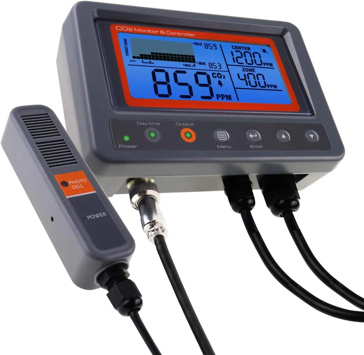 مانیتور کنترلر دیجیتال دی اکسید کربن CO2 IAQ با عملکرد رله و کابل 45 متری NDIR برای خانه، دفتر، کارخانه و گلخانه