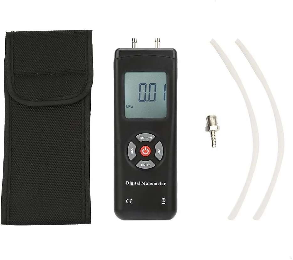 مانومتر فشار دیفرانسیل دیجیتال، مانومتر دیجیتال، فشارسنج دیجیتال دستی پلاستیکی برای سیستم های تهویه مطبوع اداری، سیستم های تهویه خانگی