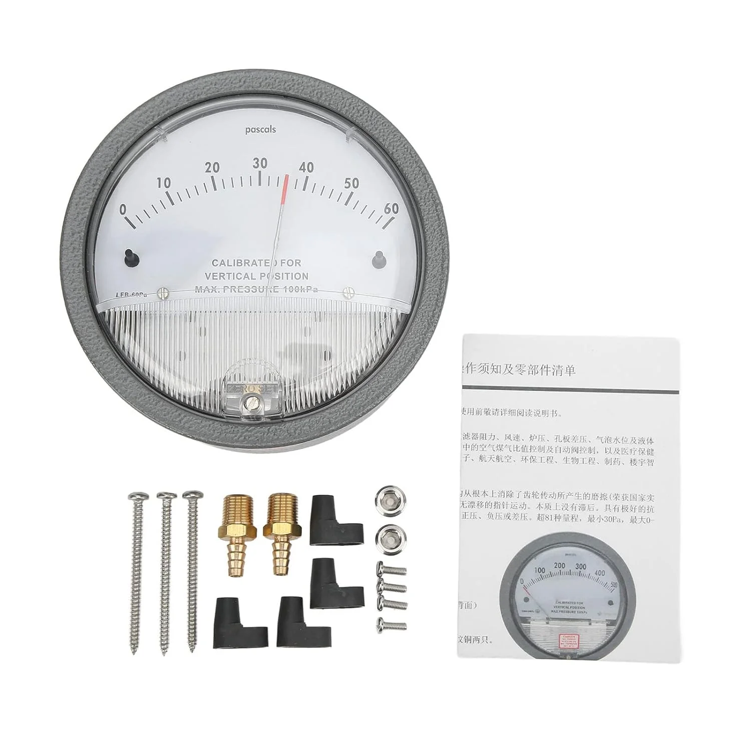 گیج فشار دیفرانسیل، قاب شفاف، پوسته پلاستیکی، عقربه، مقیاس، ضد لرزش، دقت بالا، کاربرد گسترده، برای میکروالکترونیک، هوافضا، HVAC