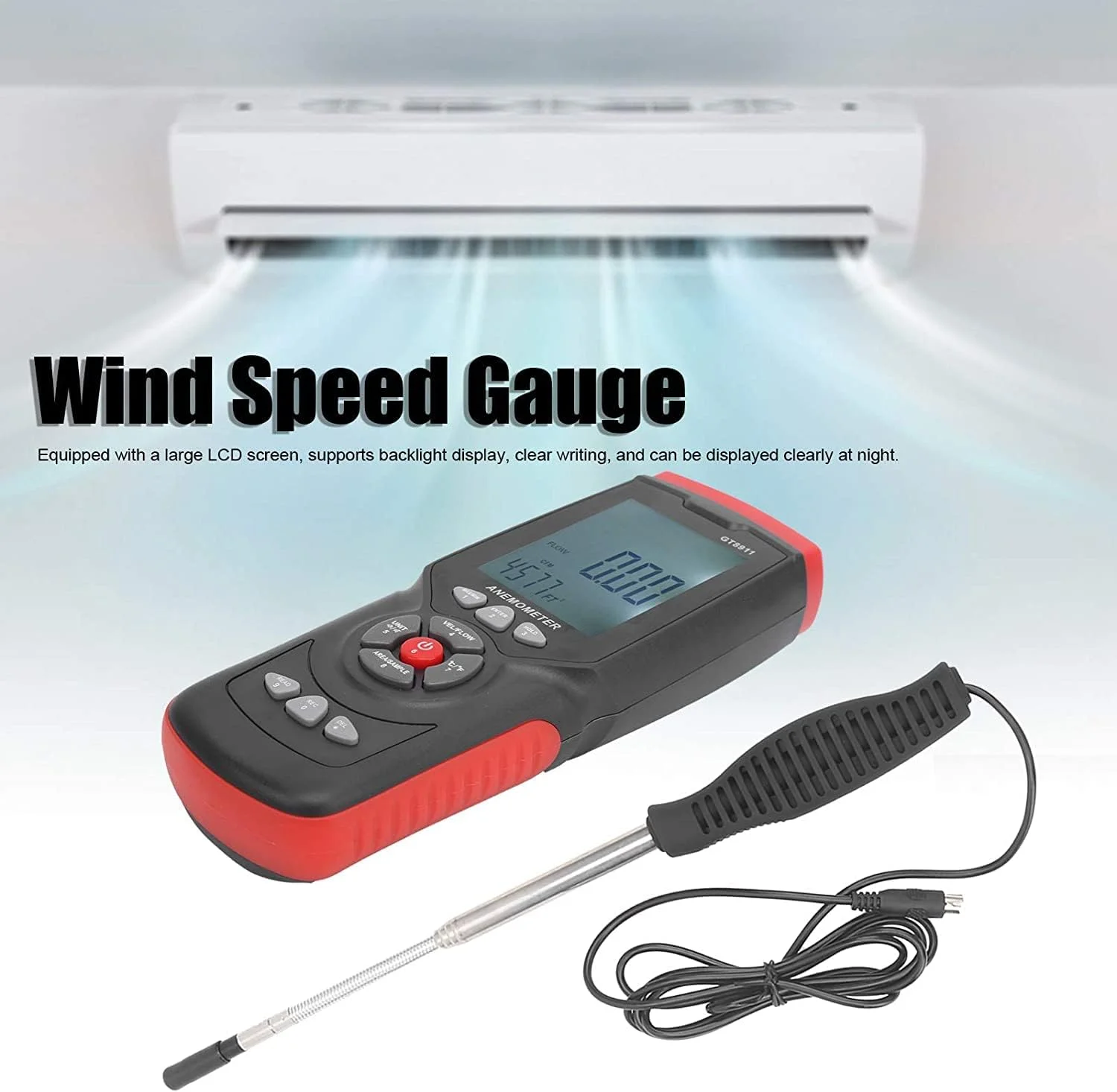 بادسنج دیجیتال ال سی دی GT8911، دماسنج حرارتی دستی سرعت باد، حجم سنج باد، ابزار اندازه گیری جریان هوا، برای کارخانه و اداره بادسنج دیجیتال ال سی دی GT8911، دماسنج حرارتی دستی سرعت باد، حجم سنج باد، ابزار اندازه گیری جریان هوا، برای کارخانه و اداره