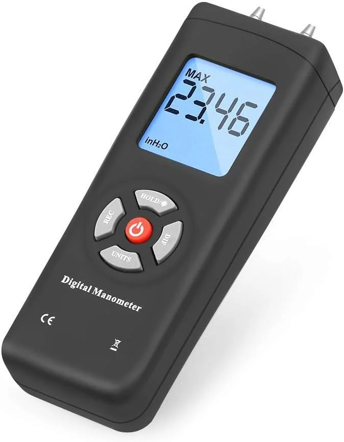 ابزار دقیق، تست و اندازه گیری TL-102 مانومتر دیجیتال فشار سنج هوا، تستر فشار گاز با 11 واحد و عملکرد نور پس زمینه برای بزرگسالان