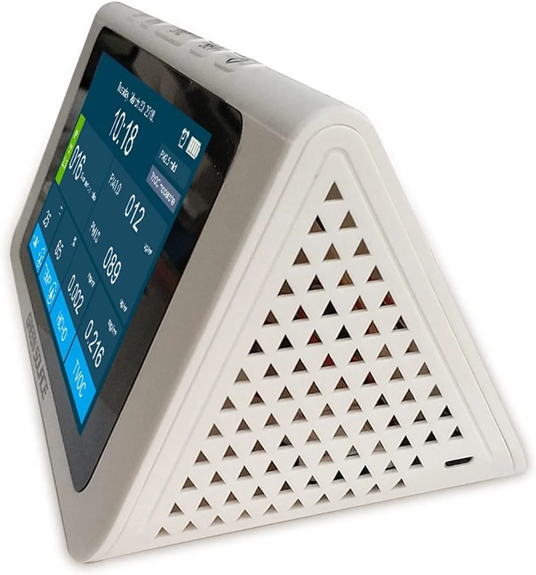 دستگاه تشخیص گاز EWRTUY، چند منظوره، فرمالدهید، گرد و غبار، دود، آشکارساز کیفیت هوا، نسخه انگلیسی، صفحه نمایش رنگی بزرگ 7 اینچی (سفید)