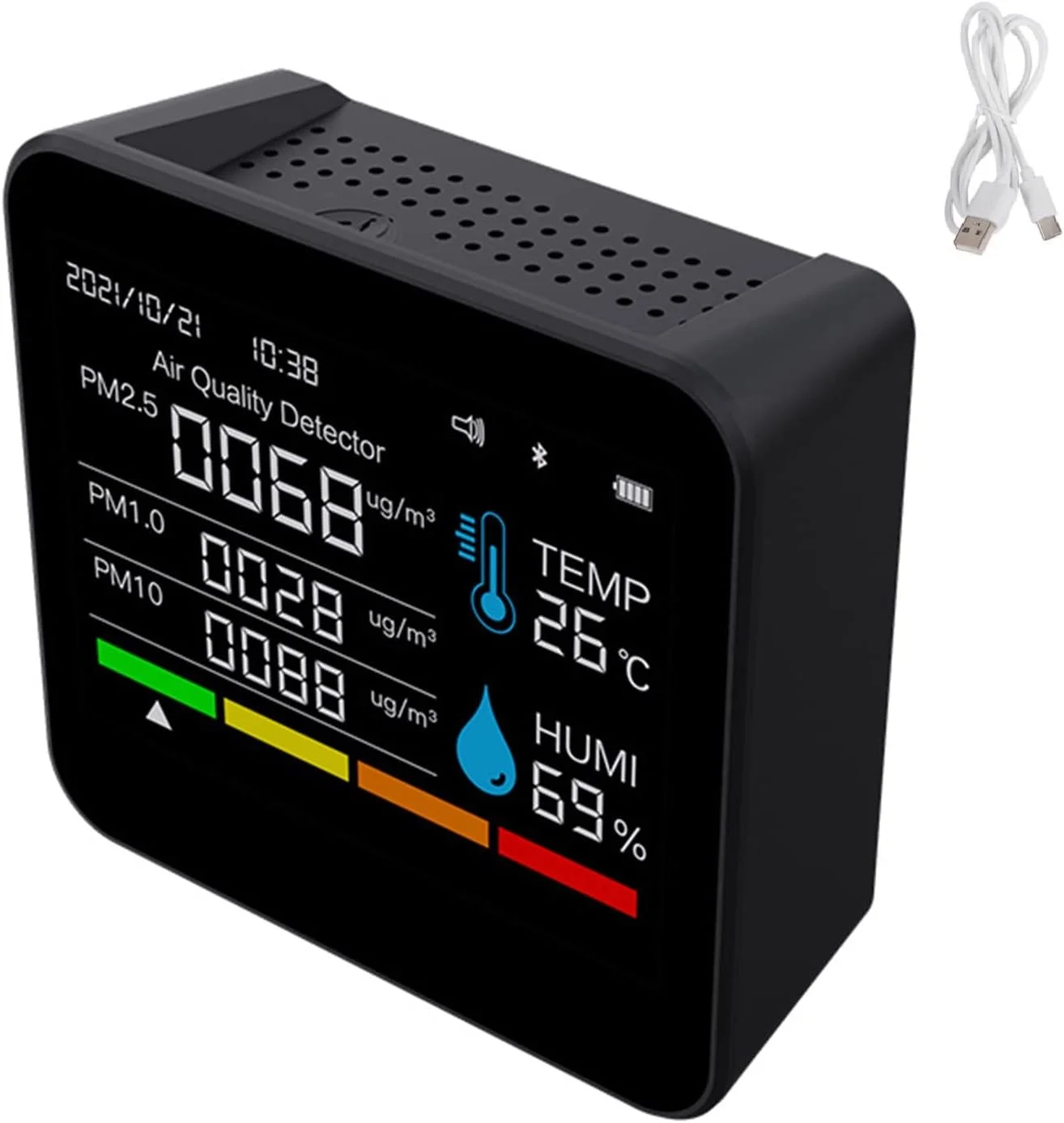 دستگاه تشخیص دی اکسید کربن، دستگاه سنجش کیفیت هوا 9 در 1، مانیتور دیجیتال CO2، TVOC، HCHO، سنسور دما و رطوبت، صفحه نمایش رنگی با نور پس زمینه دستگاه تشخیص دی اکسید کربن، دستگاه سنجش کیفیت هوا 9 در 1، مانیتور دیجیتال CO2، TVOC، HCHO، سنسور دما و رطوبت، صفحه نمایش رنگی با نور پس زمینه