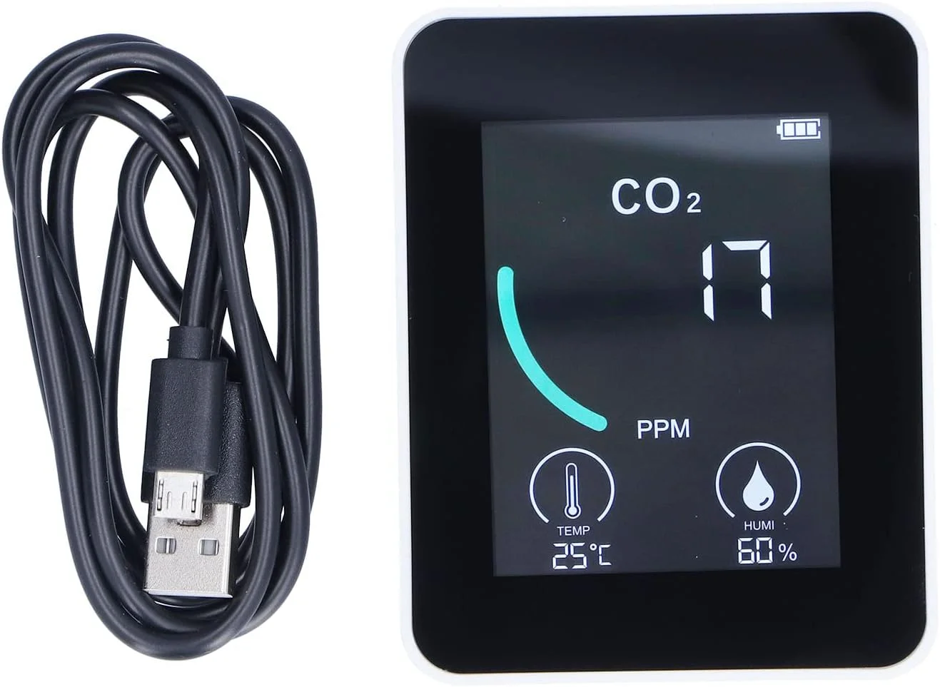 دستگاه تشخیص CO2 2CO1T، تستر کیفیت هوا با LCD، نمایشگر دما و رطوبت با آلارم و نظارت بر زمان واقعی برای خانواده (سفید) دستگاه تشخیص CO2 2CO1T، تستر کیفیت هوا با LCD، نمایشگر دما و رطوبت با آلارم و نظارت بر زمان واقعی برای خانواده (سفید)