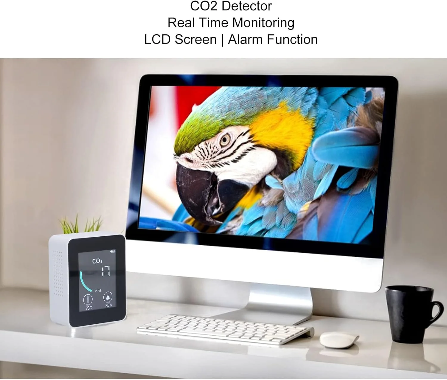 دستگاه تشخیص CO2 2CO1T، تستر کیفیت هوا با LCD، نمایشگر دما و رطوبت با آلارم و نظارت بر زمان واقعی برای خانواده (سفید) دستگاه تشخیص CO2 2CO1T، تستر کیفیت هوا با LCD، نمایشگر دما و رطوبت با آلارم و نظارت بر زمان واقعی برای خانواده (سفید)