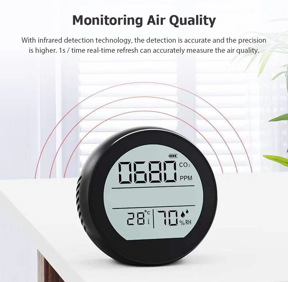 دستگاه تشخیص کیفیت هوا LED دیجیتال USB قابل شارژ مادون قرمز CO2، محدوده 400-5000 PPM، سنسور NDIR، دما و رطوبت CO2، تستر 3 در 1 برای اتاق، دفتر، گلخانه، انبار