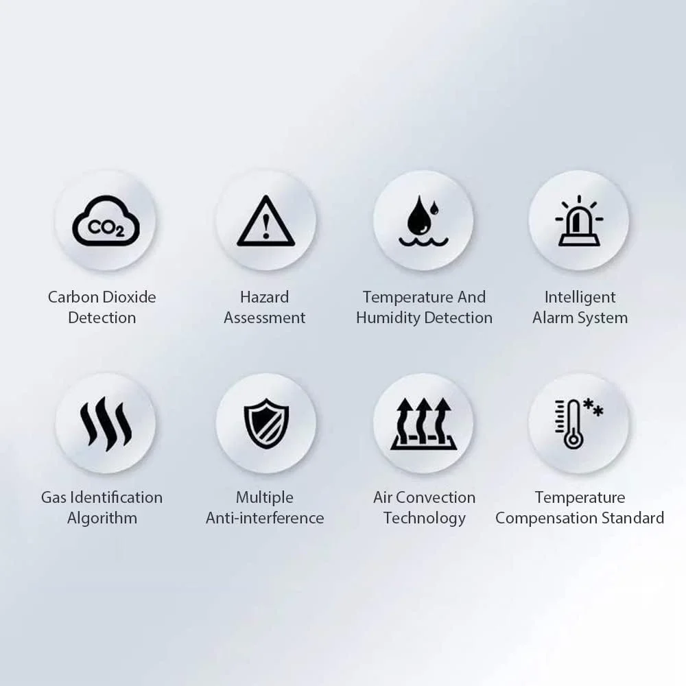 دستگاه تشخیص کیفیت هوا LED دیجیتال USB قابل شارژ مادون قرمز CO2، محدوده 400-5000 PPM، سنسور NDIR، دما و رطوبت CO2، تستر 3 در 1 برای اتاق، دفتر، گلخانه، انبار