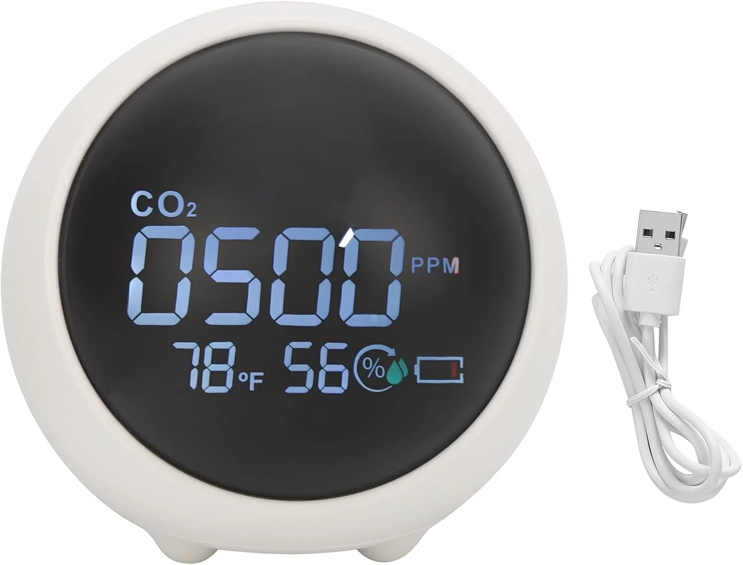 دستگاه تشخیص CO2 کیفیت هوای داخل ساختمان، مانیتور دی اکسید کربن، شارژر USB، سنسور تشخیص کیفیت هوا با دما و رطوبت برای خانه، دفتر، باشگاه، ماشین دستگاه تشخیص CO2 کیفیت هوای داخل ساختمان، مانیتور دی اکسید کربن، شارژر USB، سنسور تشخیص کیفیت هوا با دما و رطوبت برای خانه، دفتر، باشگاه، ماشین