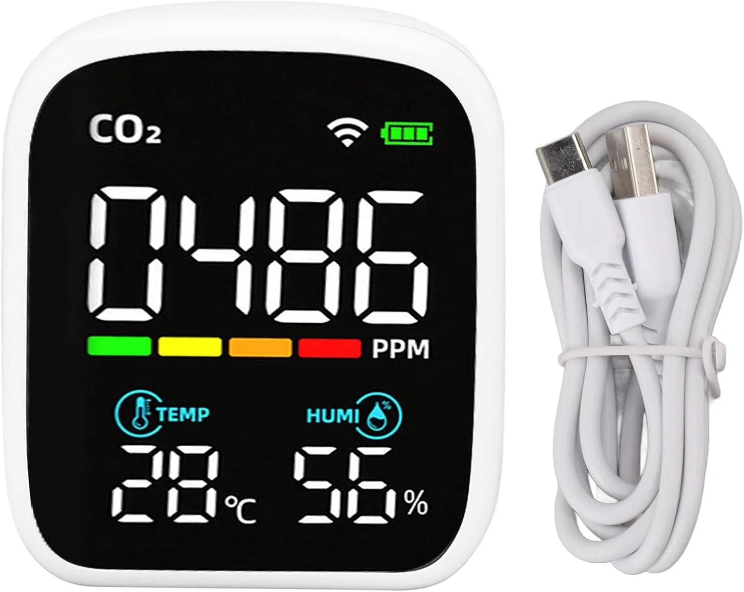 دستگاه تشخیص دی اکسید کربن CO2، مانیتور کیفیت هوای داخلی 8 در 1، تستر قابل حمل CO2 برای دی اکسید کربن، دما و رطوبت نسبی برای گلخانه ها، خانه ها و خودروها دستگاه تشخیص دی اکسید کربن CO2، مانیتور کیفیت هوای داخلی 8 در 1، تستر قابل حمل CO2 برای دی اکسید کربن، دما و رطوبت نسبی برای گلخانه ها، خانه ها و خودروها