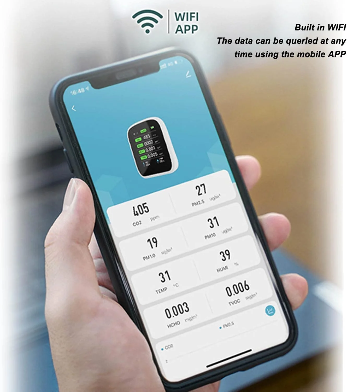 دستگاه تشخیص دی اکسید کربن CO2، مانیتور کیفیت هوای داخلی 8 در 1، تستر قابل حمل CO2 برای دی اکسید کربن، دما و رطوبت نسبی برای گلخانه ها، خانه ها و خودروها