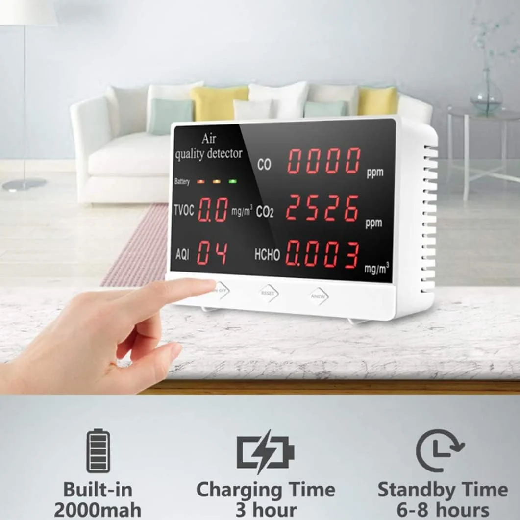 دستگاه سنجش کیفیت هوا، ردیاب کیفیت هوای داخلی، تست دقیق HCHO TVOC PPM، تستر فرمالدئید چند منظوره هوشمند با داده های واقعی