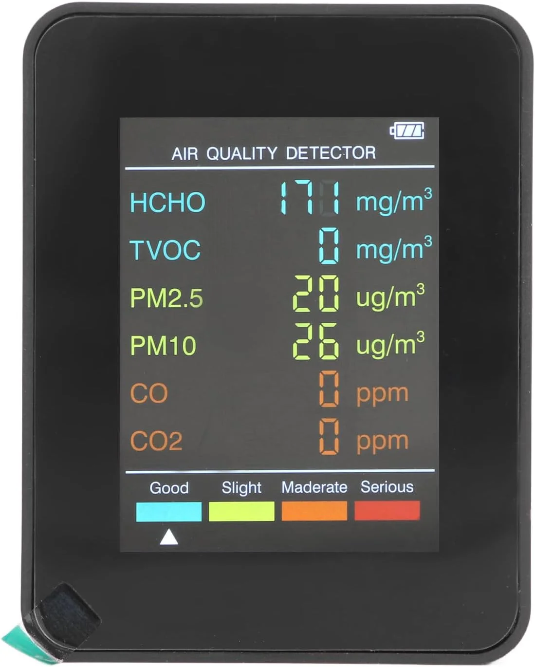 دستگاه تشخیص CO2 TVOC HCHO، مانیتور سلامت قابل حمل PM2.5 PM10 با آلارم برای تست کیفیت هوا (مشکی) دستگاه تشخیص CO2 TVOC HCHO، مانیتور سلامت قابل حمل PM2.5 PM10 با آلارم برای تست کیفیت هوا (مشکی)