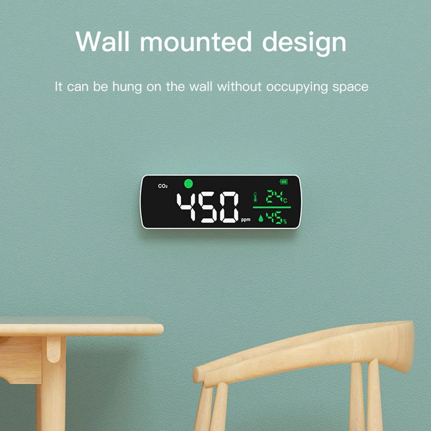 دستگاه تشخیص دی اکسید کربن نصب شده روی دیوار، سنجش کیفیت هوای داخلی، مانیتور CO2 قابل حمل 400-5000 PPM