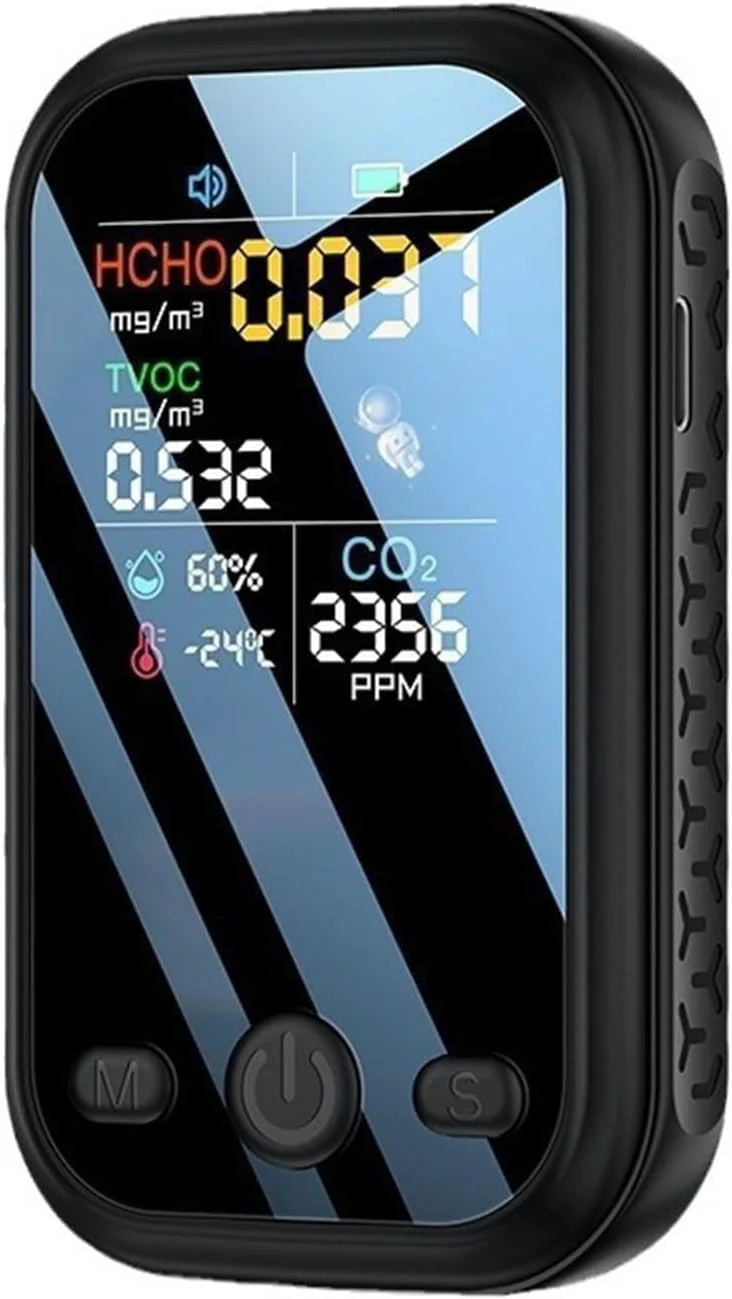 دستگاه تشخیص دی اکسید کربن، مینی دستگاه قابل حمل تشخیص CO2 با سنسور NDIR دما و رطوبت، آنالیزور دما و رطوبت هوای داخل ساختمان برای منزل و اداره (مشکی) دستگاه تشخیص دی اکسید کربن، مینی دستگاه قابل حمل تشخیص CO2 با سنسور NDIR دما و رطوبت، آنالیزور دما و رطوبت هوای داخل ساختمان برای منزل و اداره (مشکی)