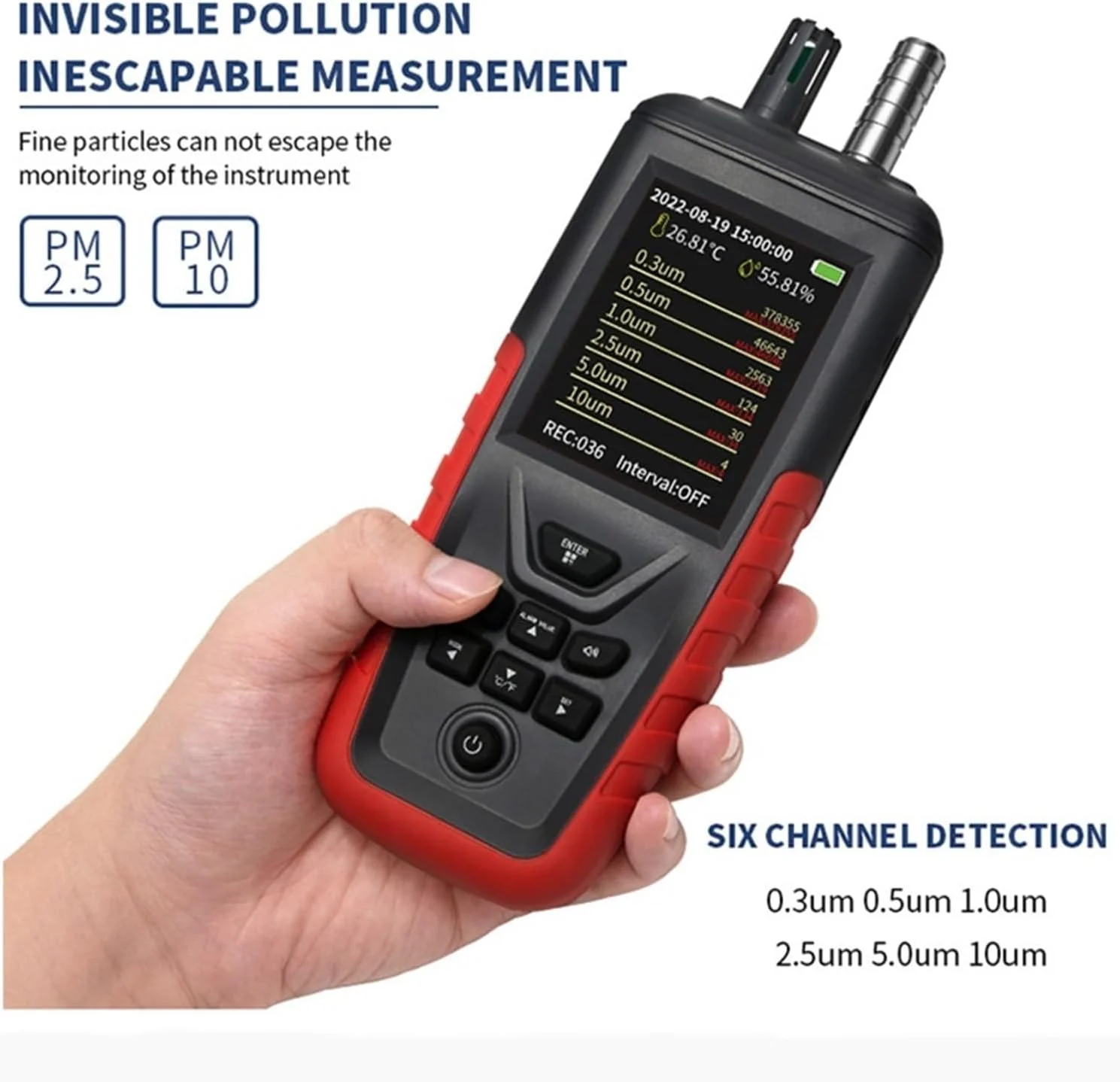 دستگاه تشخیص گاز، ذرات گرد و غبار هوا PM2.5-PM10، مانیتور حساس شمارنده، داده های قابل استخراج به کامپیوتر، دستگاه بررسی غلظت گرد و غبار برای تشخیص کیفیت هوا (DY-8200A 6 Channels)