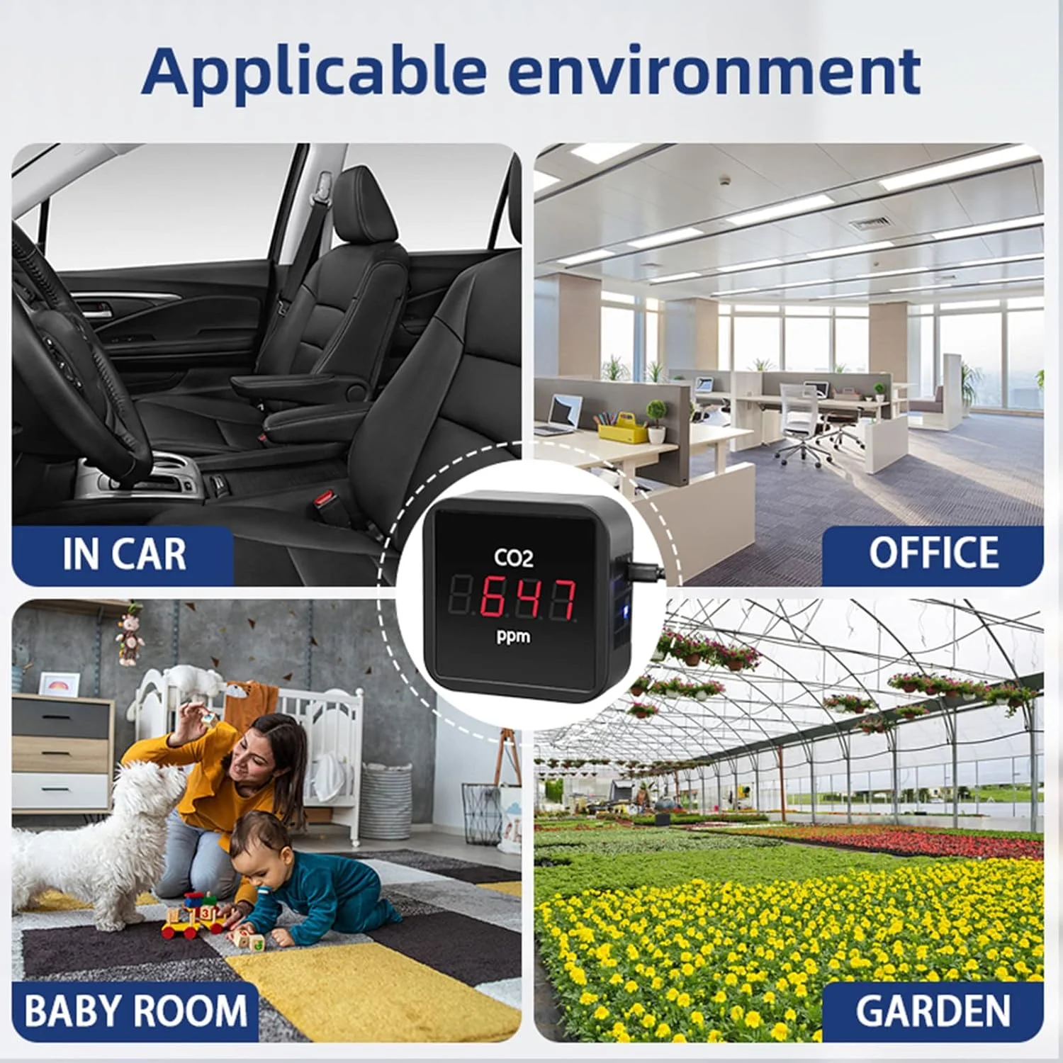 مانیتور CO2، آشکارساز CO2، یک آشکارساز هوشمند CO2 قابل حمل Tuya با صفحه نمایش LED، مانیتور کیفیت هوا که دمای محیط و رطوبت را تشخیص می دهد