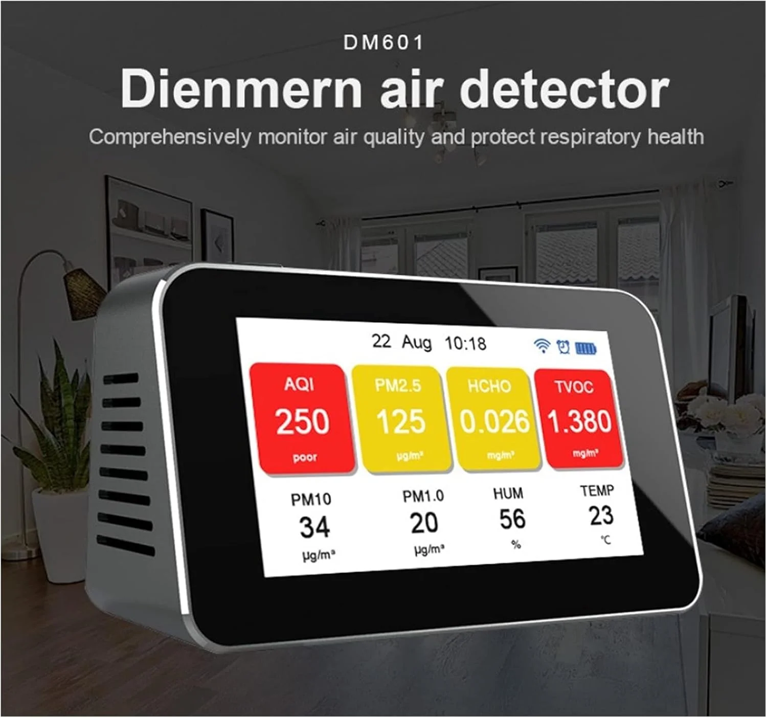 دستگاه تشخیص گاز، ردیاب چند منظوره کیفیت هوا، تشخیص گرد و غبار PM2.5 فرمالدئید HCHO TVOC نسخه انگلیسی، آلارم با صدای بلند و صفحه نمایش دیجیتال LCD دستگاه تشخیص گاز، ردیاب چند منظوره کیفیت هوا، تشخیص گرد و غبار PM2.5 فرمالدئید HCHO TVOC نسخه انگلیسی، آلارم با صدای بلند و صفحه نمایش دیجیتال LCD