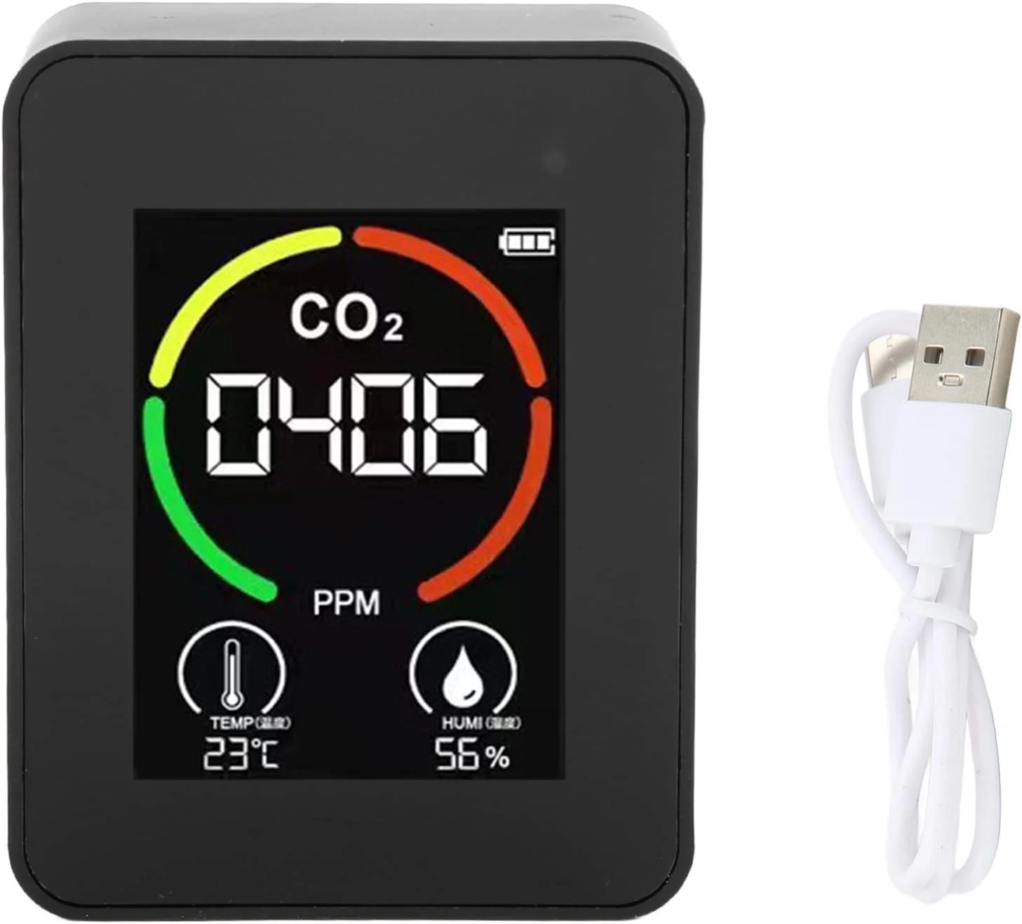 دستگاه تشخیص CO2 خانگی با حسگر TVOC، نمایشگر لحظه ای و شارژ USB، تشخیص CO2، دما و رطوبت، مناسب برای هدیه دستگاه تشخیص CO2 خانگی با حسگر TVOC، نمایشگر لحظه ای و شارژ USB، تشخیص CO2، دما و رطوبت، مناسب برای هدیه