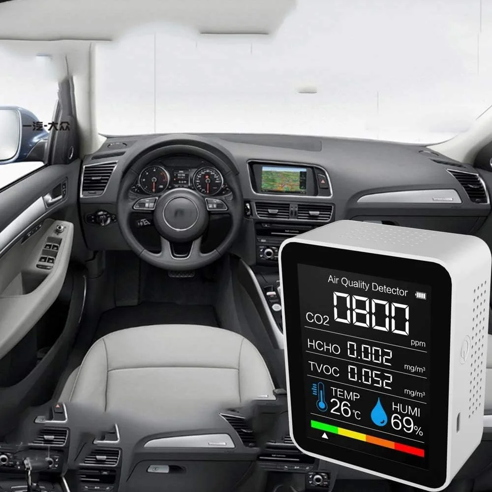 دستگاه تشخیص گاز 3 در 1 قابل حمل، سنجش کیفیت هوا، دماسنج و رطوبت سنج دیجیتال مناسب منزل، خودرو، و فضای باز (رنگ: سفید) دستگاه تشخیص گاز 3 در 1 قابل حمل، سنجش کیفیت هوا، دماسنج و رطوبت سنج دیجیتال مناسب منزل، خودرو، و فضای باز (رنگ: سفید)