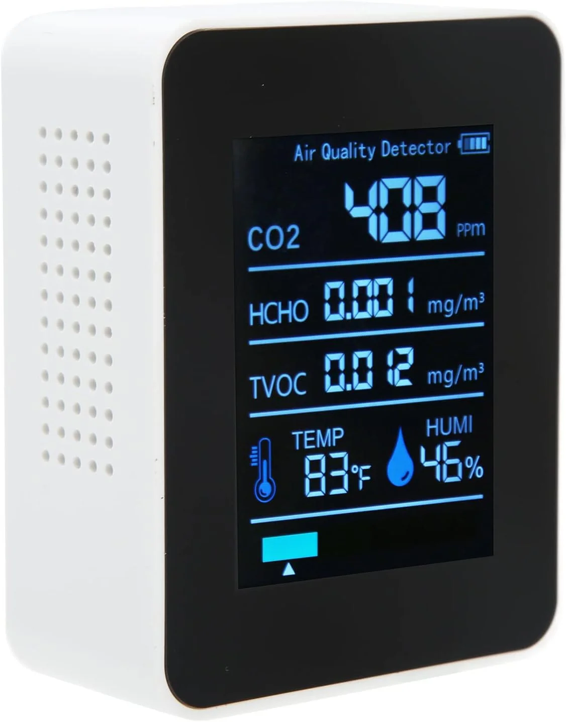 دستگاه تشخیص کیفیت هوا ABS 5 در 1، چند منظوره، تشخیص لحظه ای CO2، TVOC، HCHO، دما، رطوبت، قابل حمل برای دفتر، خانه، سالن ورزشی (سفید) دستگاه تشخیص کیفیت هوا ABS 5 در 1، چند منظوره، تشخیص لحظه ای CO2، TVOC، HCHO، دما، رطوبت، قابل حمل برای دفتر، خانه، سالن ورزشی (سفید)