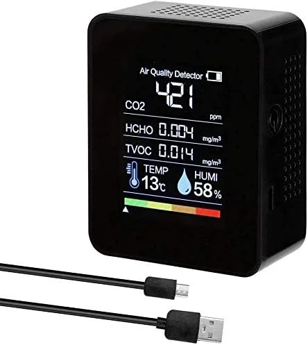 دستگاه تشخیص گاز 3 در 1 قابل حمل، سنجش کیفیت هوا، دماسنج دیجیتال و رطوبت سنج مناسب برای خانه، خودرو، و فضای باز (رنگ: مشکی) دستگاه تشخیص گاز 3 در 1 قابل حمل، سنجش کیفیت هوا، دماسنج دیجیتال و رطوبت سنج مناسب برای خانه، خودرو، و فضای باز (رنگ: مشکی)