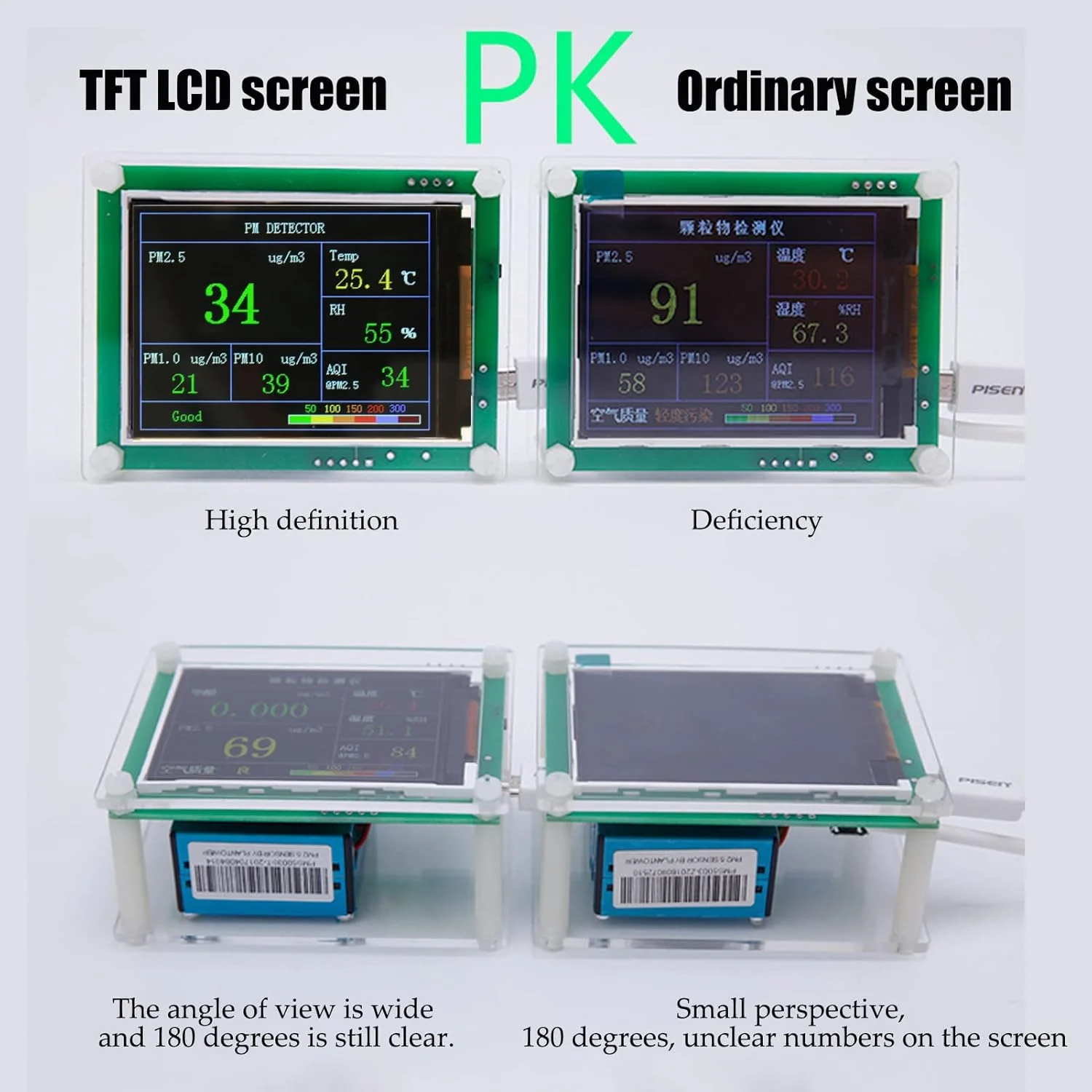 دستگاه تشخیص کیفیت هوا، مانیتور کیفیت هوا PM2.5، دستگاه تست چند منظوره PM1.0، PM10.0، PM2.5، AQI، دما، رطوبت، ذرات معلق برای خانه، دفتر، ماشین، فضای باز، فضای داخلی. دستگاه تشخیص کیفیت هوا، مانیتور کیفیت هوا PM2.5، دستگاه تست چند منظوره PM1.0، PM10.0، PM2.5، AQI، دما، رطوبت، ذرات معلق برای خانه، دفتر، ماشین، فضای باز، فضای داخلی.