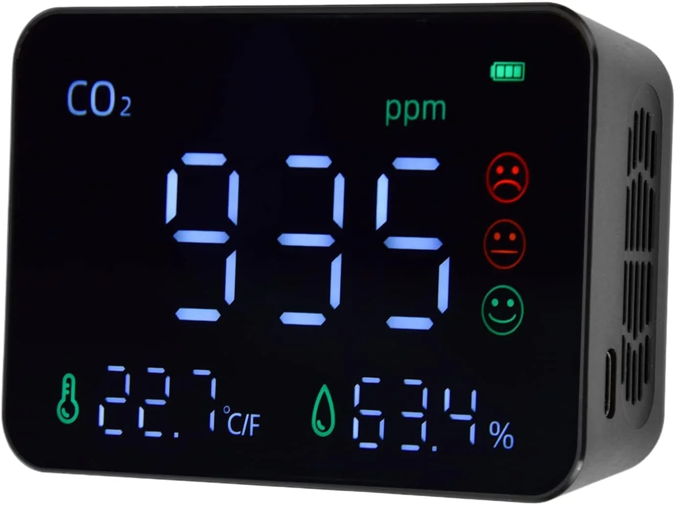 دستگاه تشخیص کیفیت هوا، 1 تا 70 درجه سانتیگراد مادون قرمز قابل تنظیم با روشنایی قابل تنظیم و شارژ USB، دستگاه تشخیص CO2 برای مصارف خانگی و اداری دستگاه تشخیص کیفیت هوا، 1 تا 70 درجه سانتیگراد مادون قرمز قابل تنظیم با روشنایی قابل تنظیم و شارژ USB، دستگاه تشخیص CO2 برای مصارف خانگی و اداری