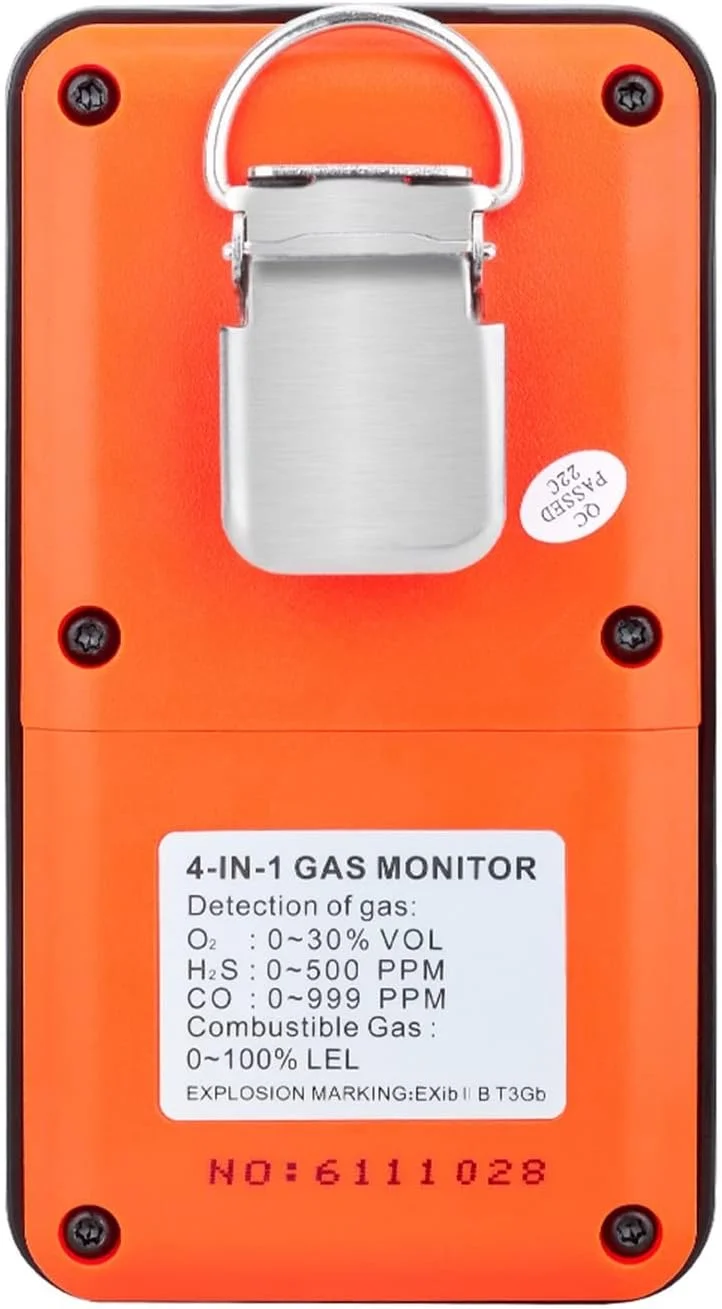 دستگاه سنجش کیفیت هوا EWRTUY، مانیتور گاز چند منظوره 4 در 1، آشکارساز گاز اکسیژن O2، سولفید هیدروژن H2S، مونوکسید کربن CO، گاز قابل احتراق LEL، آنالایزر گاز