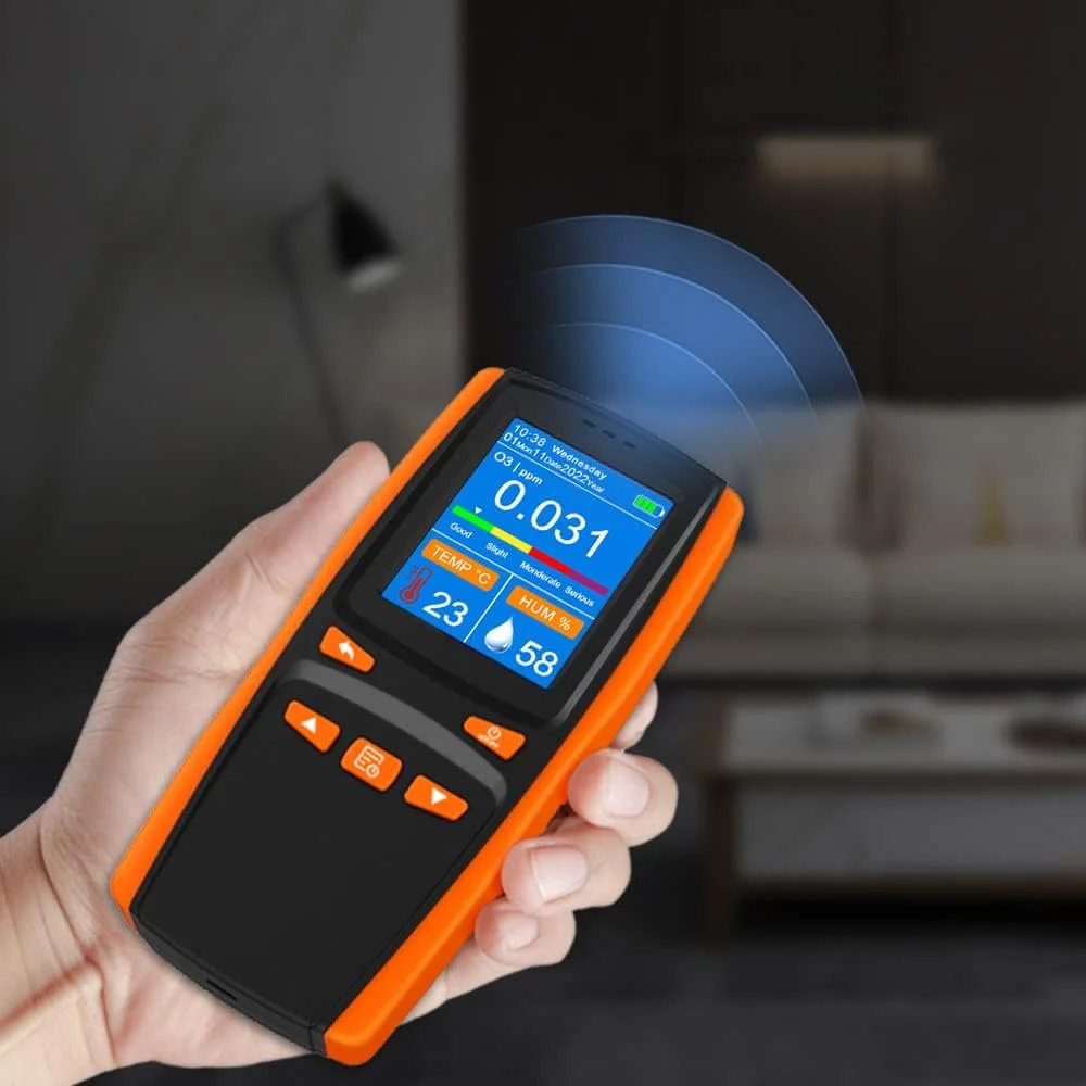 دستگاه سنجش ازن، آشکارساز گاز، آنالایزر ازن قابل حمل با حسگر هوشمند برای نمایش آلودگی هوا، مناسب برای تشخیص گاز اجاق گاز خانگی Zeenyi