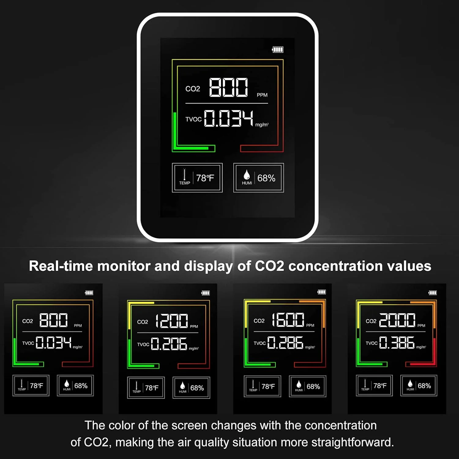 دستگاه تشخیص، متر دی اکسید کربن Irovami، سنجش دما/رطوبت، کیفیت هوا، دستگاه دیجیتال CO2 برای سنجش دقیق CO2/TVOC، مناسب برای خانه و دفتر، نمایش داده های لحظه ای دستگاه تشخیص، متر دی اکسید کربن Irovami، سنجش دما/رطوبت، کیفیت هوا، دستگاه دیجیتال CO2 برای سنجش دقیق CO2/TVOC، مناسب برای خانه و دفتر، نمایش داده های لحظه ای