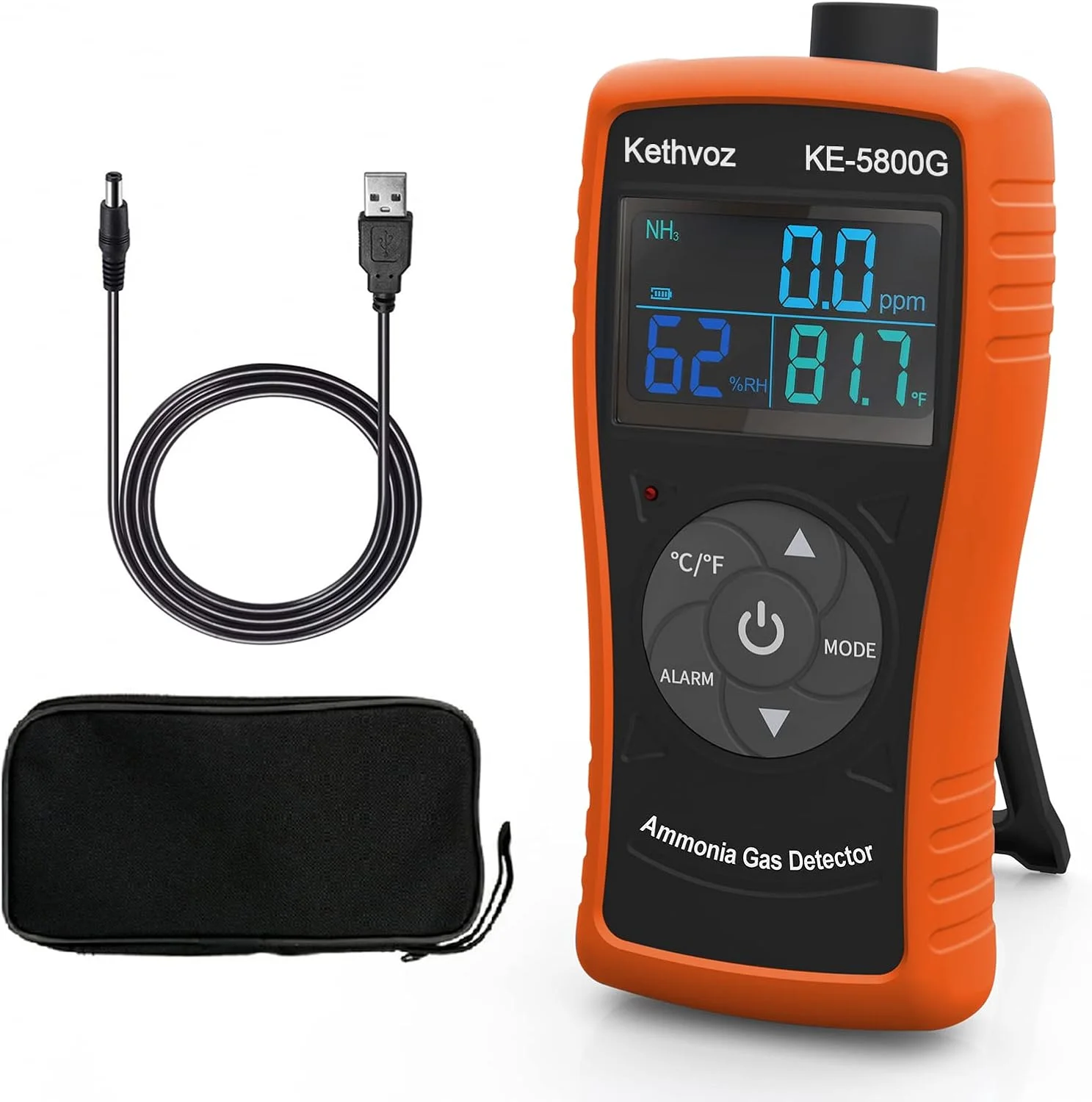 دتکتور گاز آمونیاک، مانیتور گاز Kethvoz مدل KE-5800G، آشکارساز هوا برای صنعت، خانه، کارخانه، کیفیت دستگاه تصفیه هوا، دکوراسیون، محیط زیست