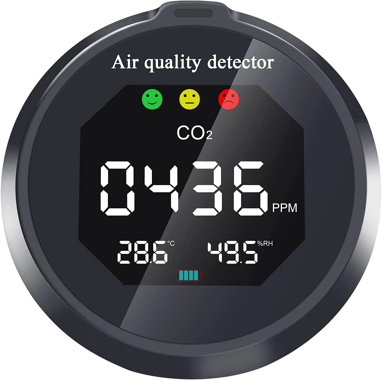 دستگاه تشخیص CO2، TVOC، فرمالدهید HCHO، دستگاه تشخیص کیفیت هوا، دستگاه هوشمند قابل حمل، سنسور دما و رطوبت (رنگ: مشکی)