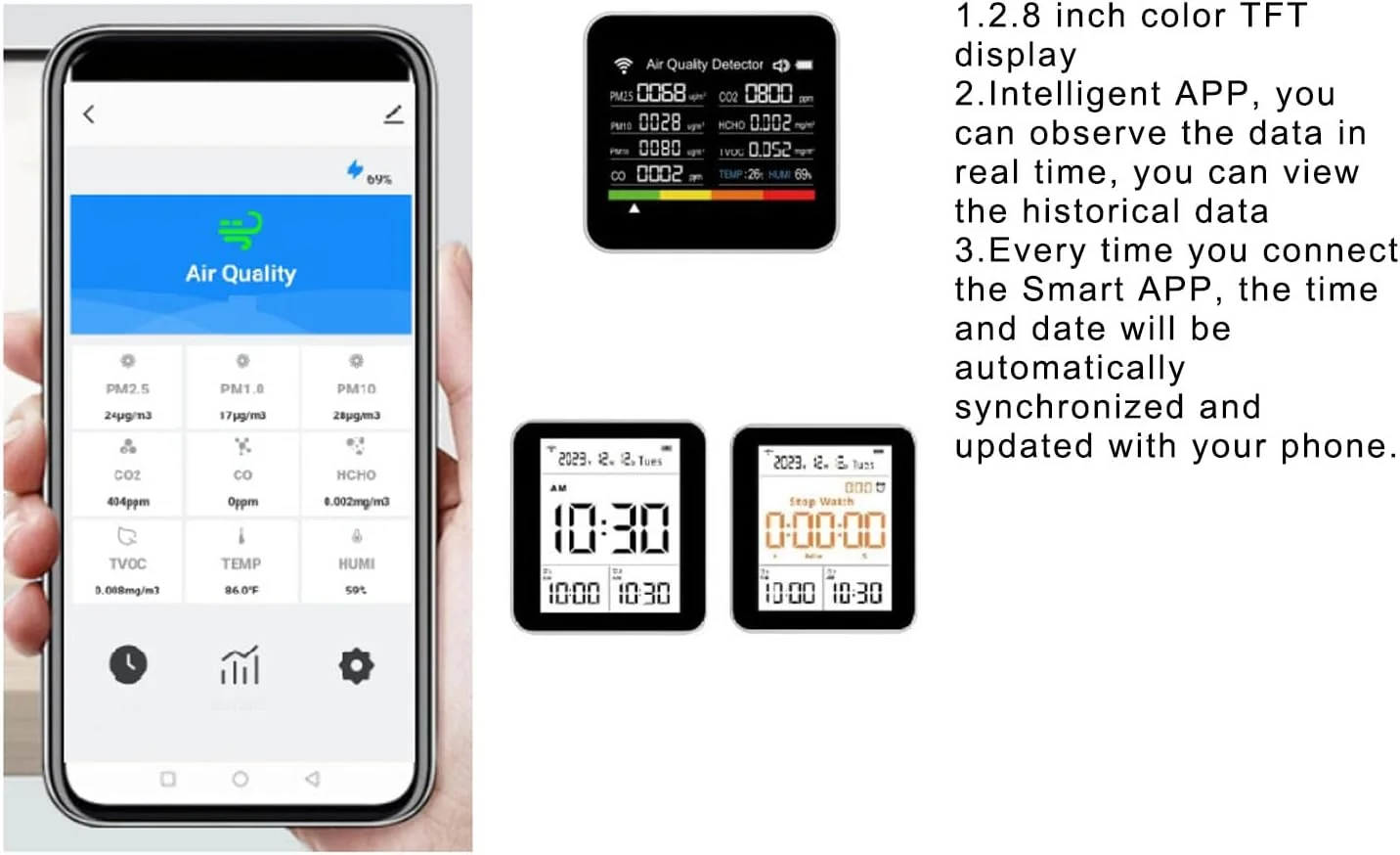 دستگاه تشخیص کیفیت هوشمند با 14 عملکرد در 1، اتصال WiFi، سنسور با دقت بالا، سبک و قابل حمل، تست کیفیت چندگانه را برای تست کیفیت داخلی گذرانده است