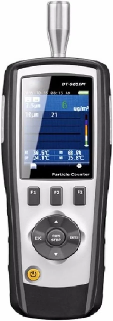 دتکتور گاز DT-9851M حرفه ای قابل حمل PM0.3، PM2.5، 10 Um شمارنده ذرات معلق در هوا برای اتاق تمیز