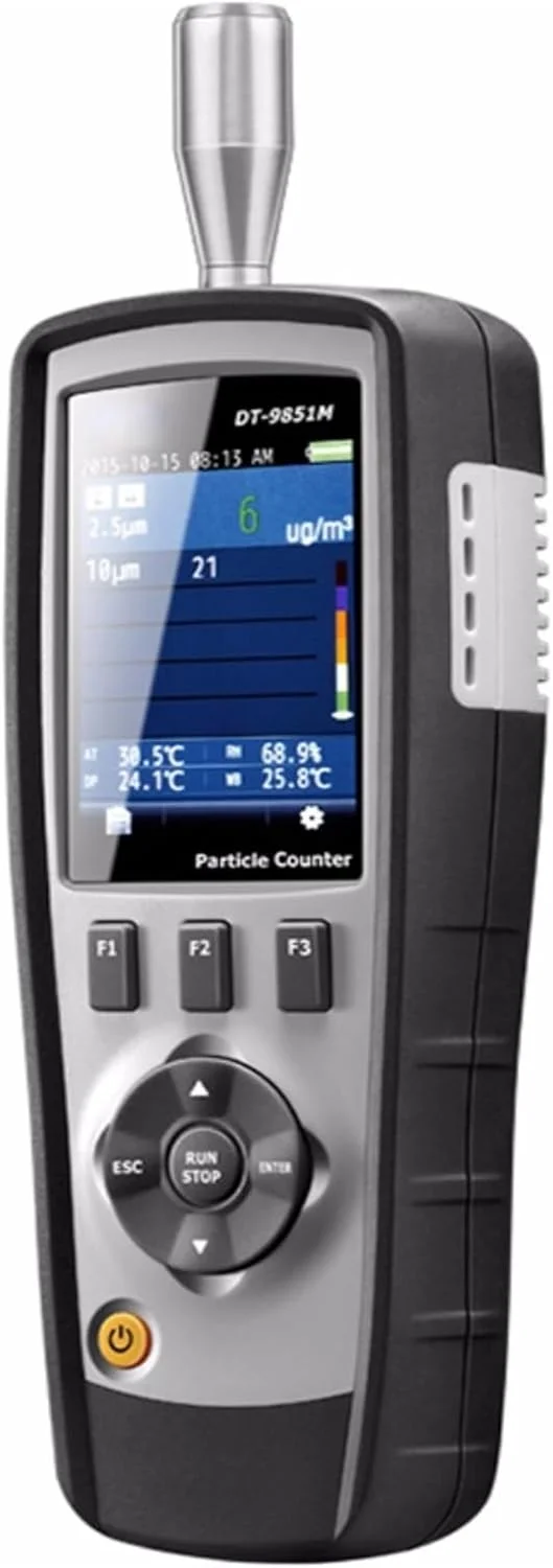 دتکتور گاز DT-9851M حرفه ای قابل حمل PM0.3، PM2.5، 10 Um شمارنده ذرات معلق در هوا برای اتاق تمیز
