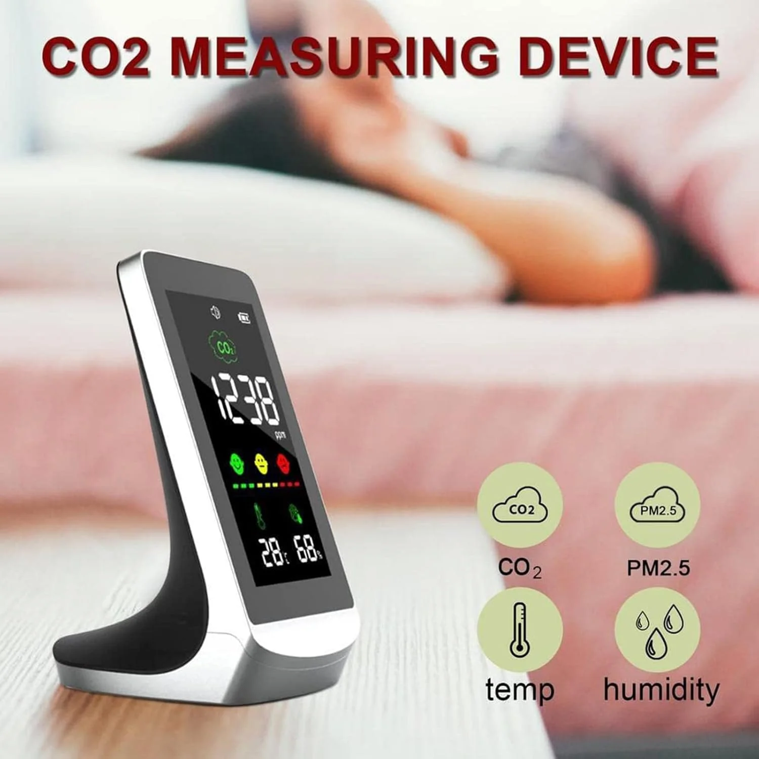 دستگاه هوشمند تشخیص دی اکسید کربن، متر دیجیتال پایش محیطی، تستر حسگر رطوبت دمای داخلی، 400-5000ppm، صفحه نمایش کیفیت هوا، آنالایزر CO2، برای اتاق ها، دفاتر Zeenyi