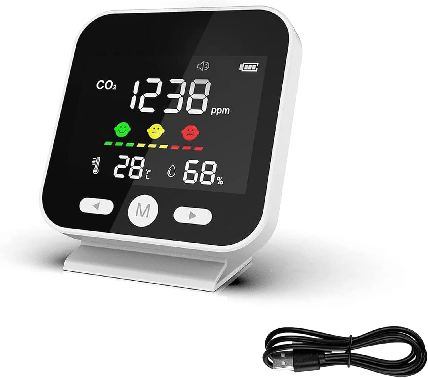 دستگاه تشخیص کیفیت هوا 3 در 1، سنجش CO2 داخل ساختمان، مانیتور کیفیت هوا با سنسور NDIR، 400-5000 ppm، تستر هوای فضای محدود با آلارم، سنجش CO2/ دما/ رطوبت/ کیفیت هوا، مناسب برای خانه/خودرو دستگاه تشخیص کیفیت هوا 3 در 1، سنجش CO2 داخل ساختمان، مانیتور کیفیت هوا با سنسور NDIR، 400-5000 ppm، تستر هوای فضای محدود با آلارم، سنجش CO2/ دما/ رطوبت/ کیفیت هوا، مناسب برای خانه/خودرو