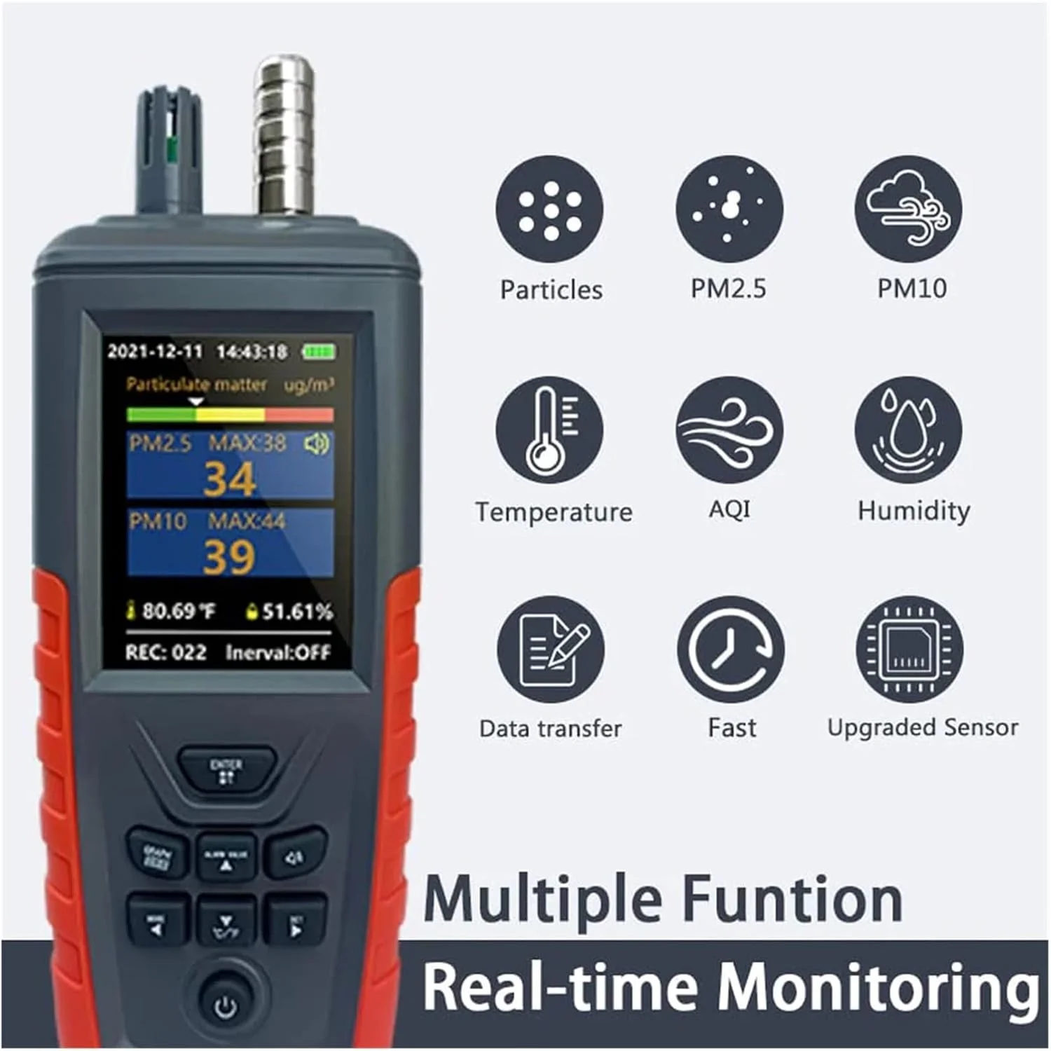 آشکارساز گاز، حسگر شمارش ذرات گرد و غبار هوا 3/6 کاناله PM2.5/10، دماسنج و رطوبت سنج، آشکارساز کیفیت هوا، سنجش غلظت گرد و غبار (TC8100)