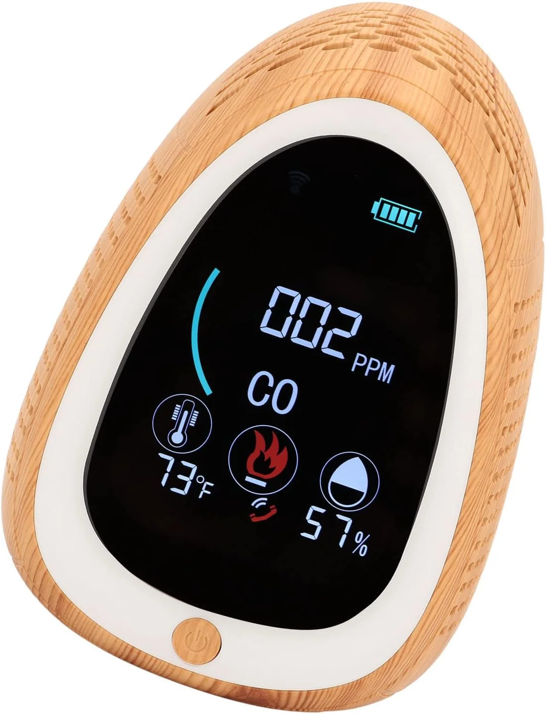 دستگاه تشخیص کیفیت هوای داخلی، سنسور با دقت بالا DC 5V 2A با محدوده 0-1000PPM، کنترل از طریق اپلیکیشن، باتری 1400mA، مناسب برای کمپینگ در فضای باز