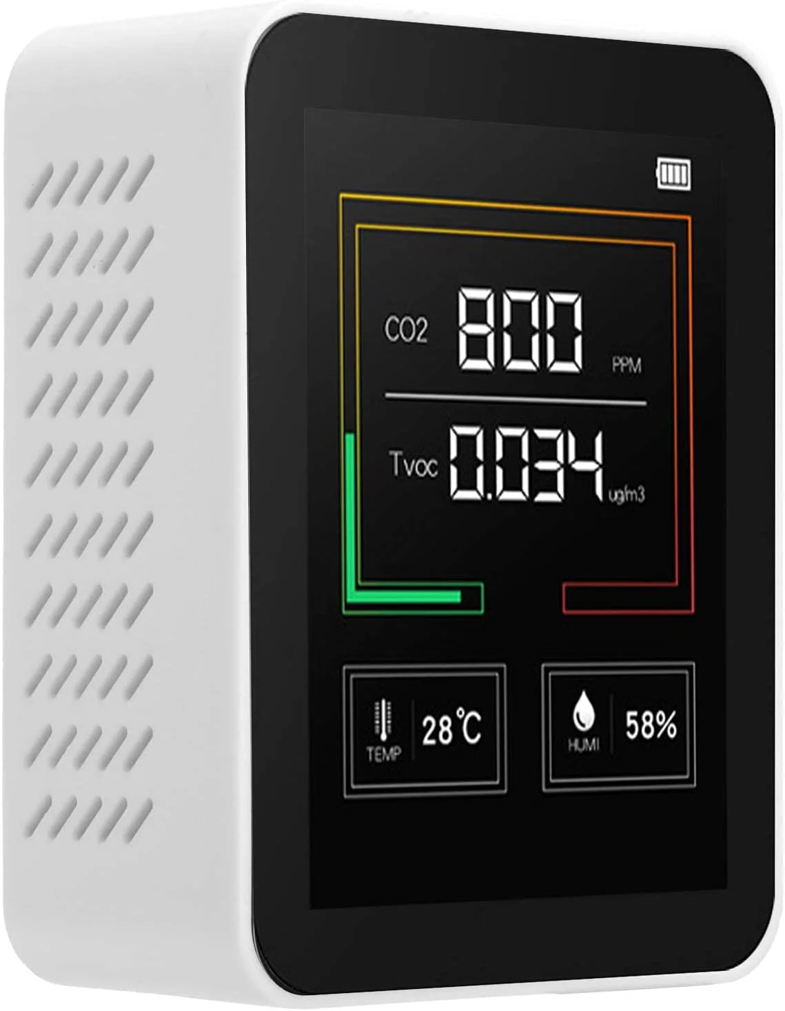 دستگاه سنجش CO2، مانیتور کیفیت هوا و ردیاب CO2 داخلی با صفحه نمایش بزرگ LCD با نور پس زمینه، ردیاب چند منظوره دی اکسید کربن برای تست دما، رطوبت، مقدار TVOC، غلظت CO2 دستگاه سنجش CO2، مانیتور کیفیت هوا و ردیاب CO2 داخلی با صفحه نمایش بزرگ LCD با نور پس زمینه، ردیاب چند منظوره دی اکسید کربن برای تست دما، رطوبت، مقدار TVOC، غلظت CO2