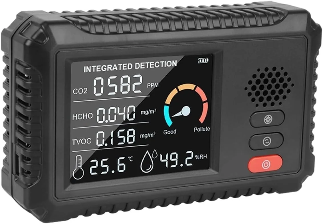دستگاه تشخیص گاز، مانیتور کیفیت هوا، سنسور دی اکسید کربن، آنالایزر گاز چند منظوره برای منزل، دفتر، فضای باز، دستگاه تست هوا TVOC HCHO CO2 آشکارساز گاز
