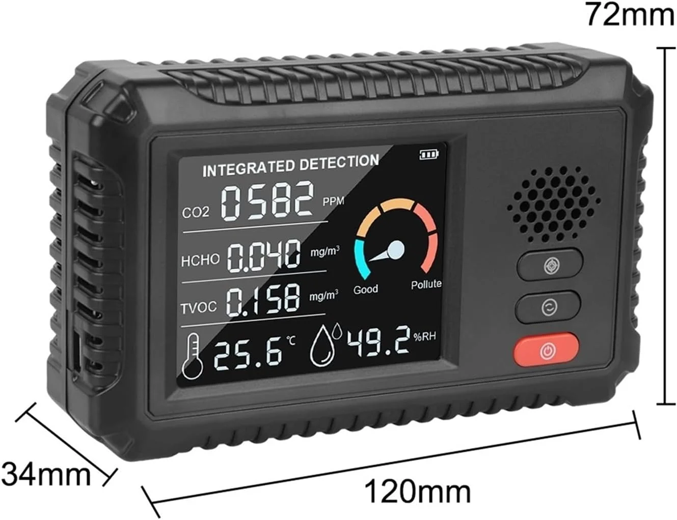 دستگاه تشخیص گاز، مانیتور کیفیت هوا، سنسور دی اکسید کربن، آنالایزر گاز چند منظوره برای منزل، دفتر، فضای باز، دستگاه تست هوا TVOC HCHO CO2 آشکارساز گاز