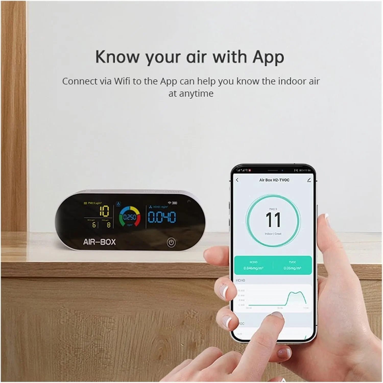 دستگاه تشخیص گاز، دستگاه مانیتورینگ کیفیت هوای قابل حمل کوچک PM2.5، آشکارساز آلودگی گرد و غبار و ذرات هوشمند