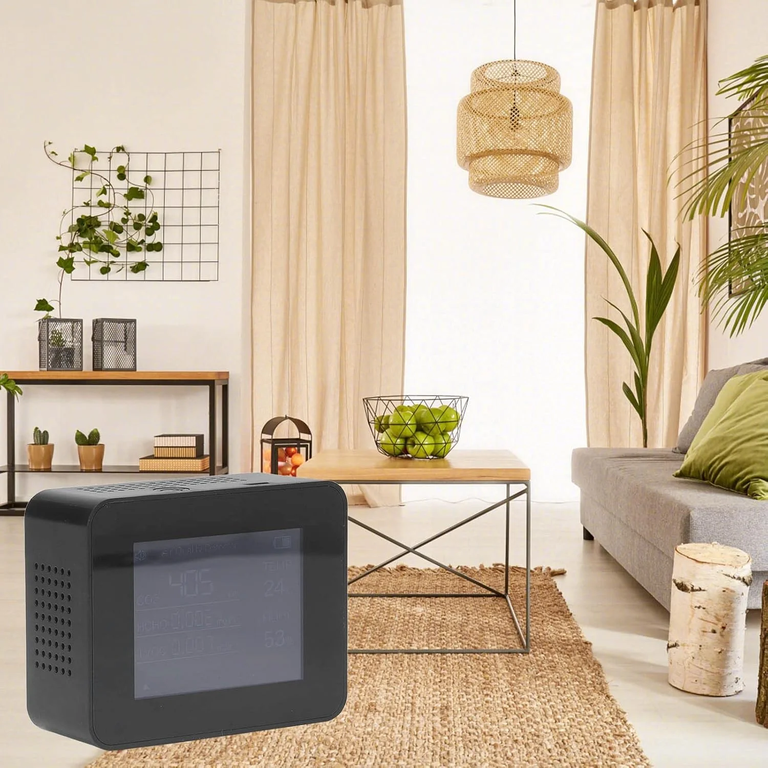 دستگاه تشخیص CO2 کیفیت هوای داخل ساختمان، مانیتور دی اکسید کربن 400-6000PPM قابل شارژ USB، دتکتور آلارم CO2، دماسنج و رطوبت سنج نسبی برای خانه، دفتر، باشگاه، ماشین (مشکی)