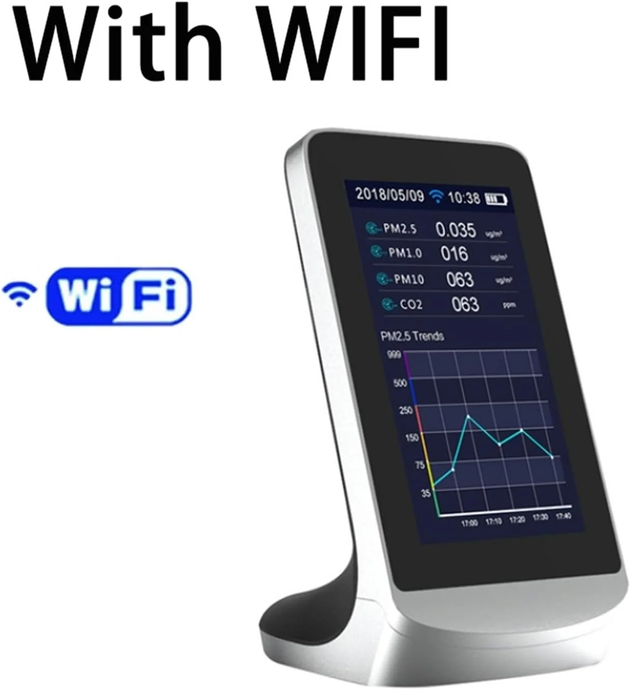 دستگاه تشخیص گاز، ردیاب چند منظوره CO2 داخلی، آشکارساز هوا TVOC، مانیتور کیفیت گاز، دستگاه اندازه گیری دی اکسید کربن CO2، آنالایزر USB (همراه با WIFI)