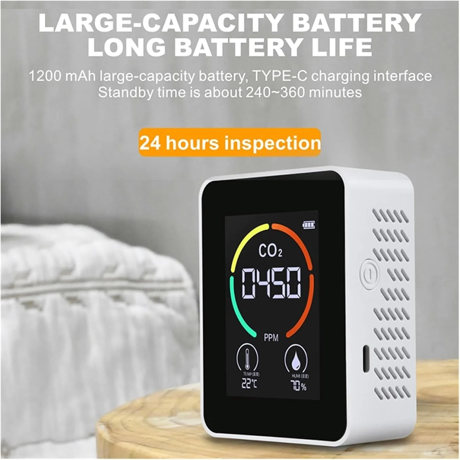 دستگاه تشخیص گاز، دستگاه تشخیص گاز با مقیاس CO2، آنالیزور کیفیت هوا، ردیاب دی اکسید کربن، دستگاه هوشمند نظارت بر آلودگی هوا و کیفیت هوا (6 در 1 نوع 3)