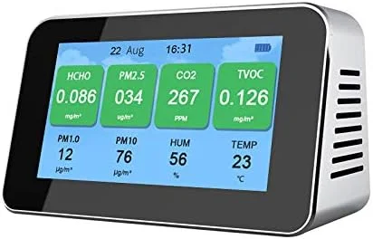 دتکتور گاز، آشکارساز هوا کربن دی اکسید گرد و غبار فرمالدئید TVOC PM2.5. آشکارساز با عملکرد هشدار