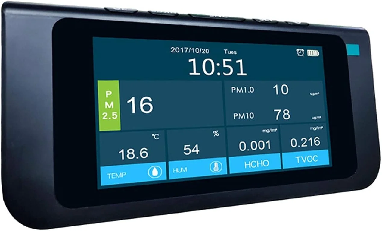 دستگاه تشخیص گاز، چند منظوره فرمالدئید، گرد و غبار، دود، آشکارساز کیفیت هوا، نسخه انگلیسی، صفحه نمایش رنگی بزرگ 7 اینچی (مشکی) دستگاه تشخیص گاز، چند منظوره فرمالدئید، گرد و غبار، دود، آشکارساز کیفیت هوا، نسخه انگلیسی، صفحه نمایش رنگی بزرگ 7 اینچی (مشکی)