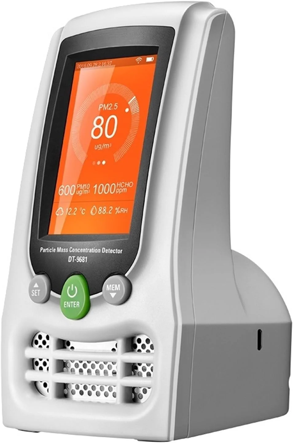 دستگاه تشخیص گاز، آشکارساز کیفیت هوا، نظارت بر غلظت جرم ذرات فرمالدئید PM2.5 / PM10، دما، رطوبت، دی اکسید کربن